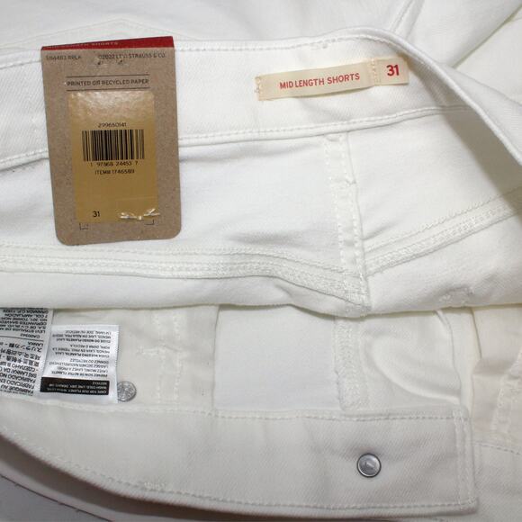 New 31/12 Levi's MidLength White Denim Short 4"Inseam Stretch - Picture 6 of 12